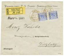 VATHY : 1908 1P (x2) Canc. VATHY On REGISTERED Commercial Envelope To AUSTRIA. Superb. - Eastern Austria
