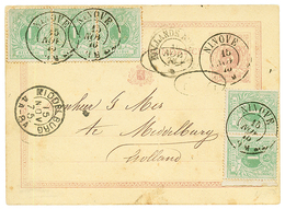 1875 P./Stat 5c + 1c Green (x5) Canc. NINOVE To HOLLAND. Central Crease. RARE. Vvf. - Autres & Non Classés