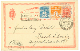 FAROE ISLANDS : 1912 DENMARK P./Stat 10o + 1o+ 4o Canc. THORSHAVN + Boxed SHIP LETTER TROON To SWITZERLAND. Scarce. Vvf. - Autres & Non Classés