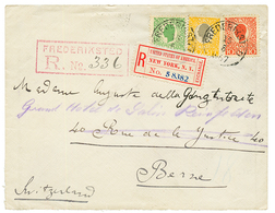 1907 5b+ 10b + 50b Canc. FREDERIKSTED On REGISTERED Envelope With US Label To SWITZERLAND. Vvf. - Denmark (West Indies)