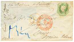 IONIAN ISLANDS Via TRIESTE : 1856 GB 1 SHILLING (fault) + "VIA BELGIUM & TRIESTE" + AUS ENGLAND PER AACHEN FRANCO On Env - Autres & Non Classés