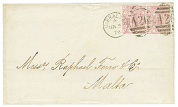 1878 GB Pair 2 1/2d (pl. 10) Canc. A26 + GIBRALTAR On Cover To MPALTA. Superb. - Other & Unclassified