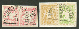 BAVARIA : 2 Pieces With Superb Cancellations - Pair 3k Canc. SCHNAITTACH And 1k + 6k Canc. MITTERFELS. Vvf. - Autres & Non Classés