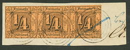 THURN & TAXIS : 1/4 Sgr Strip Of 3 On Piece. Vvf. - Other & Unclassified