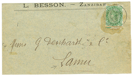 " ZANZIBAR To LAMU" : 1894 INDIA 2a 6p Canc. ZANZIBAR On Commercial Envelope (stain) To LAMU. Verso, LAMU Cds. Vf. - Autres & Non Classés