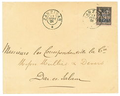 "ZANZIBAR To DAR-ES-SALAM" : 1901 French P.O 2 1/2a On 25c Canc. ZANZIBAR On Envelope To DAR-ES-SALAM. Vvf. - Other & Unclassified