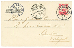 1905 7 1/2h Canc. BAGAMOYO On Card To LISBOA (PRTUGAL). Rare Destination. Superb. - Other & Unclassified