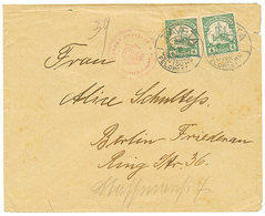 1910 4h(x2) Canc. TAVETA DEUTSCHE FELDPOST + Red Cachet ZENZUR PASSIERT DEUTSCH OSTAFRIKA On Envelope To BERLIN. Vf. - Other & Unclassified