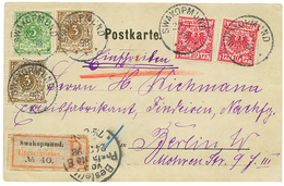 VORLAUFER : 1898 3pf (x2) + 5pf + 10pf (x2) Canc. SWAKOPMUND On REGISTERED Card (photo) To BERLIN. Vvf. - Autres & Non Classés