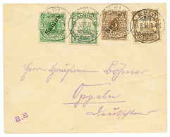 SAMOA : 1901 Mixt 3pf(n°1) + 3pf(n°7) + 5pf(n°2) + 5pf(n°8) Canc. APIA On Envelope To GERMANY. Vf. - Autres & Non Classés