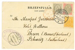 1901 3a + 4a+ 6a Canc. REYKJAVIK On Card To SWITZERLAND. DEBO Certificate (1985). Superb. - Other & Unclassified