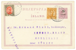 1921 P./Stat 5a On 8a + 3a+ 4a Canc. REYKJAVIK To SWITZERLAND. Vf. - Autres & Non Classés