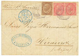 1877 30c + 40c (x2) On Entire Letter From GENOVA To VERA-CRUZ (MEXIQUE). Verso, LIGNE B PAQ FR. Vvf. - Unclassified