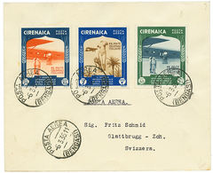 CIRENAICA : 1935 AIRMAIL 25c + 50c + 2L Canc. POSTA AERA BENGASI On Envelope To SWITZERLAND. Vvf. - Autres & Non Classés