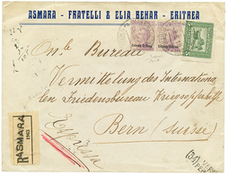 ERITREA : 1919 5c + 50c (x2) On REGISTERED Envelope From ASMARA To SWITZERLAND. Vf. - Autres & Non Classés