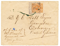 CURACAO : 1895 25c Canc. St EUSTATIUS On Envelope To To DEMERARY (BRITISH GUIANA). Faults But Scarce. Vf. - Other & Unclassified