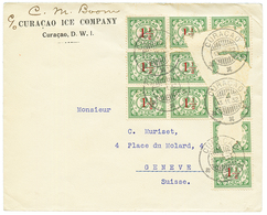 CURACAO : 1932 1 1/2 On 2 1/2c (x11) With 6 Stamps Very Defective (accepted By Post Office) Canc. CURACAO On Cover To SW - Other & Unclassified