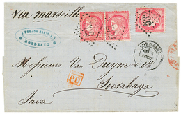 1873 FRANCE 80c (x3) On Cover From BORDEAUX To SOERABAYA (JAVA). Arrival On Reverse. Vvf. - Autres & Non Classés