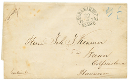 1874 PARAMARIBO/FRANCO + Blue Tax Marking On Entire Letter To WEENER (GERMANY). Superb. - Other & Unclassified