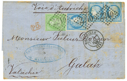 1872 FRANCE 5c + 25c (x3) Canc. GC 2240 + MARSEILLE On Entire Letter To GALATZ VALACHIE. Verso, Transit WIEN + CATTARO.  - Autres & Non Classés
