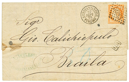 1875 FRANCE 40c Canc. GC 5083 + CONSTANTINOPLE TURQUIE + "50" Blue Tax Marking On Entire Letter To BRAILA (ROMANIA). Ver - Other & Unclassified