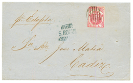 SPAIN / GIBRALTAR : 1854 4c (just Touched At Left) On Entire Letter From GIBRALTAR To CADIZ. RARE. Vvf. - Other & Unclassified