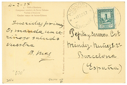 ANDORRA : 1937 15c Canc. ANDORRA ENCAMP On Card To SPAIN. Verso, Red Boxed Cachet. Vvf. - Autres & Non Classés