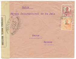 SPANISH GUINEA : 1918 10c + 15c "BUREAU INTERNATIONAL DE LA PAIX" + CENSOR Label On Envelope To SWITZERLAND. Vvf. - Other & Unclassified