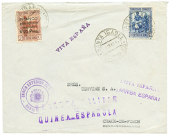SPANISH GUINEA : 1931 0,25 On 2c + 50c Canc. SANTA ISABEL FERNADO-POO + CENSURA MILITAR GUINEA ESPAGNOLA + VIVA ESPANA/A - Other & Unclassified