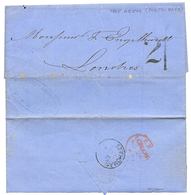 PORTO-RICO : 1868 Rare "2/" Tax Marking On Entire Letter From AROYO PUERTO RICO To LONDON. Verso, ST THOMAS. Vvf. - Autres & Non Classés