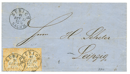 1857 STRUBEL Pair 20r Canc. ZURICH On Entire Letter To LEIPZIG (GERMANY). Vf. - Autres & Non Classés