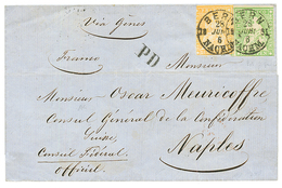 1861 STRUBEL 20r + 40r Canc. BERN On Cover To NAPOLI (ITALY). BERRA-GAUTSCHY Certificate. Vf. - Other & Unclassified