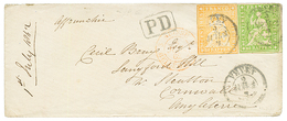 1862 STRUBEL 20r + 40r Canc. VEVEY On Envelope To CORNWALL (GREAT BRITAIN). Vf. - Other & Unclassified
