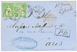 1862 STRUBEL 40r (x2) Canc. LOCLE On Cover To FRANCE. BERRA-GAUTSCHI Certificate (1999). Vf. - Autres & Non Classés