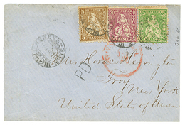 1868 5c+ 25c+ 50c Canc. GENEVE On Envelope To NEW YORK (USA). Vf. - Other & Unclassified