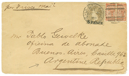 SOUTHERN AUSTRALIA To ARGENTINA : 1888 8d On 9d + Pair 1/2d Canc. SHIP MAIL ROOM On Envelope To BUENOS AIRES (ARGENTINA) - Other & Unclassified