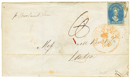 TASMANIA : 1856 4d + GENERAL POST OFFICE HOBART TOWN On OVERLAND MAIL Cover (fault) To LONDON. Vf.y - Autres & Non Classés