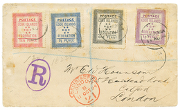 1894 COOK ISLANDS 1d+ 1 1/2d+ 2 1/2d + 10d Canc. RAROTONGA On REGISTERED Envelope To LONDON. Vf. - Cook Islands