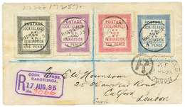 1895 1d + 1 1/2d+ 2 1/2d+ 10d Canc. RAROTONGA On REGISTERED Envelope ENGLAND. Vvf. - Cook Islands