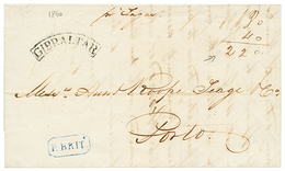 1840 GIBRALTAR + Boxed P.BRIT. + "Pr TAGUS" On Entire Letter From GIBRALTAR To PORTUGAL. Superb. - Gibraltar