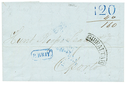 1844 GIBRALTAR + Boxed P.BRIT + "120+ 40 = 160" Tax Marking On Entire Letter To PORTUGAL. Superb. - Gibraltar