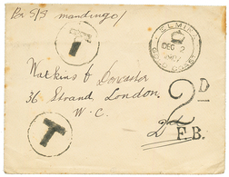 GOLD COAST : 1907 ELMINA GOLD COAST + "T" Tax Marking On Envelope With Full Text To LONDON. Scarce. Vf. - Gold Coast (...-1957)