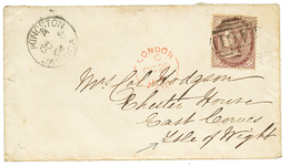 JAMAICA : 1864 1 SHILLING Canc. A01 On Envelope From KINGSTON To COWES , ISLE OF WIGHT. Very Rare Destination. Vvf. - Jamaïque (...-1961)