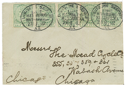 LAGOS : 1902 1/2d (x5) Canc. DEUTSCHE SEPOST / LINIE HAMBURG WEST-AFRIKA/ XX On Envelope To CHICAGO (USA). 1 Stamp With  - Other & Unclassified