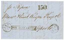 MALTA : 1862 MALTA + Boxed POR ALEXANDRIA + GIBRALTAR On Entire Letter From MALTA To PORTUGAL. Vvf. - Malta