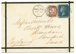 1876 GB 1/2d + 2d Canc. A25 + MALTA On Envelope To ENGLAND. Vvf. - Malta