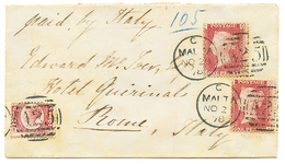 1878 1/2d + 1d (x2) Canc. A25 + MALTA On Small Envelope To ITALY. Superb. - Malta