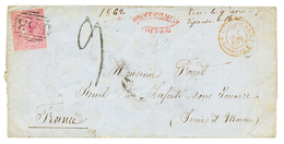 1862 MAURITIUS 4d Canc. B53 + INSUFFICIENTLY PREPAID Red + "9" Tax Marking + POSS.ANG.V. SUEZ MARSEILLE On Cover To FRAN - Maurice (...-1967)