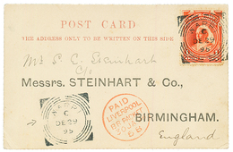 "WARRI" : 1895 NIGER COAST 1d Canc. WARRI On Card To ENGLAND. RARE. Superb. - Other & Unclassified