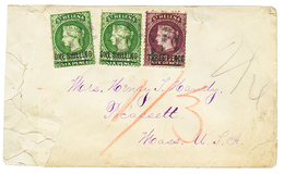 1880 ST HELENA 3d On 6d + ONE SHILLING On 6d (x2) + "1/3" Red Tax Marking On Envelope (defective At Left) To USA. Scarce - Other & Unclassified